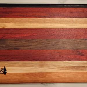 ***SOLD***  Exotic Hardwood Edge Grain Cutting Board African Padauk, Walnut, Wenge, Cherry, Ash 15.5" x 11.5" x 1.5"