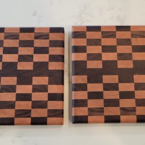 Set of (2) End Grain Cutting Boards Walnut and Birch Chess Board Pattern 11.25" x 10.5" x 1.5"