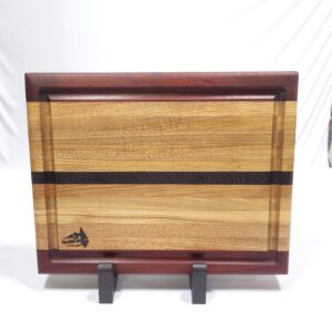 Exotic Hardwood Edge Grain Cutting Board  African Padauk, Wenge, Birch and Ash with juice groove