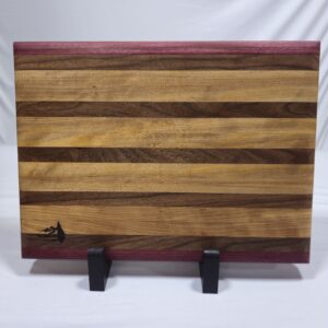 Exotic Hardwood Edge Grain Cutting Board Purple Heart, Walnut and Birch