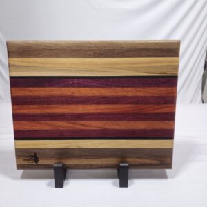 Exotic Hardwood Edge Grain Cutting Board Purple Heart, African Padauk, Walnut, Birch, and Wenge