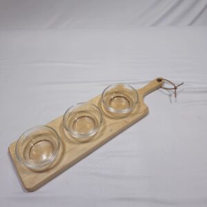 Maple 3 bowl serving plater with handle