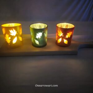 Maple 3 multicolor candle holder with flameless candles