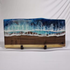 Ocean Resin And Walnut Live Edge Charcuterie Board