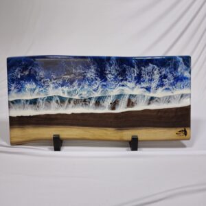 Ocean Resin And Walnut Live Edge Charcuterie Board