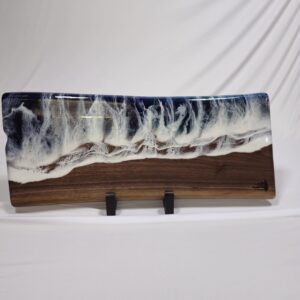 Ocean Resin And Walnut Live Edge Charcuterie Board