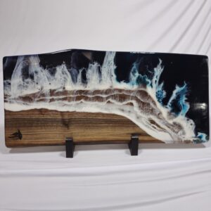 Ocean Resin And Walnut Live Edge Charcuterie Board