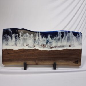 Ocean Resin And Walnut Live Edge Charcuterie Board