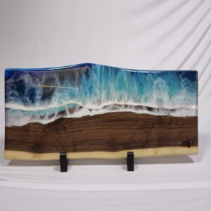 Ocean Resin And Walnut Live Edge Charcuterie Board