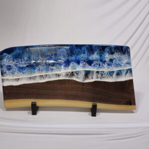 Ocean Resin And Walnut Live Edge Charcuterie Board