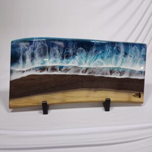 Ocean Resin And Walnut Live Edge Charcuterie Board