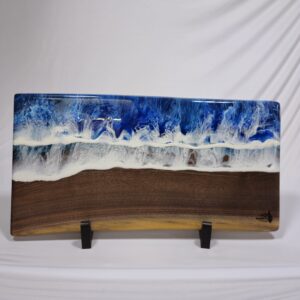 Ocean Resin And Walnut Live Edge Charcuterie Board