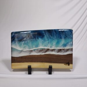 Ocean Resin And Walnut Live Edge Charcuterie Board