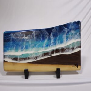 Ocean Resin And Walnut Live Edge Charcuterie Board