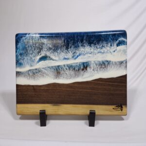 Ocean Resin And Walnut Live Edge Charcuterie Board