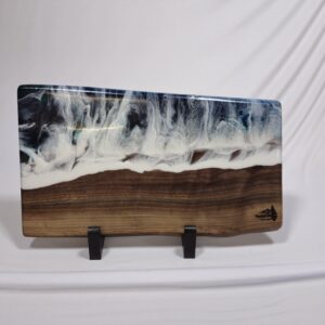 Ocean Resin And Walnut Live Edge Charcuterie Board