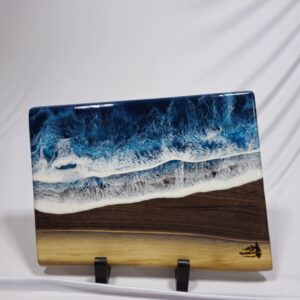 Ocean Resin And Walnut Live Edge Charcuterie Board