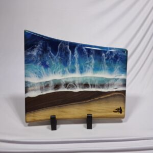 Ocean Resin And Walnut Live Edge Charcuterie Board