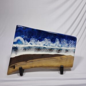 Ocean Resin And Walnut Live Edge Charcuterie Board