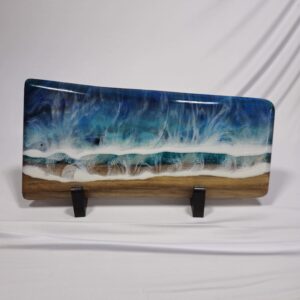 Ocean Resin And Walnut Live Edge Charcuterie Board