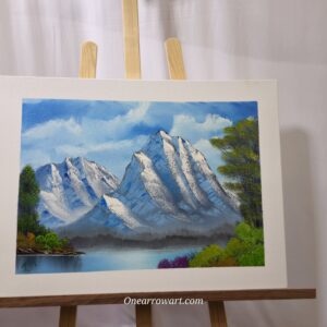 original oil painting on canvas “Framed mountains”