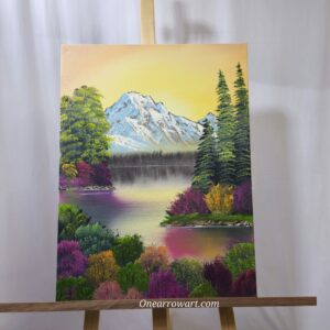 original oil painting on canvas “Sunrise mountain”