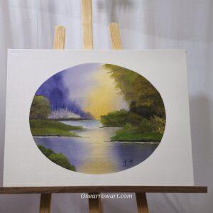 original oil painting on canvas “Oval river”