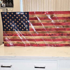 Hand Carved Wooden Wavy Flag (Multiple sizes available)